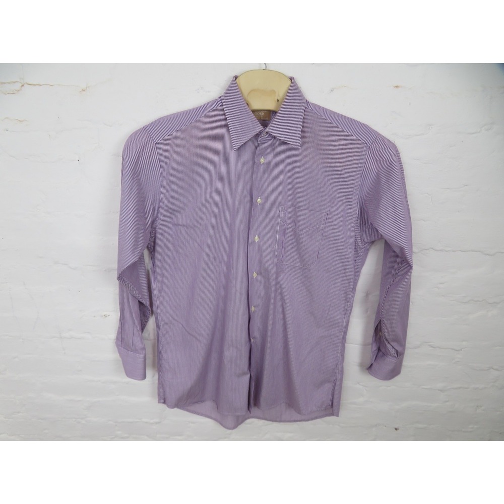 Vtg Gitman Gold Shirt Mens 15.5 32/33 Purple Striped Dress Long Sleeve USA Made